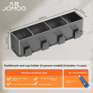 JOMOO | Wall-Mounted Drill-Free Toothbrush Holder for Manual and Electric Brushes