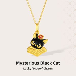 Golden Cat Charms Necklace Birthday Gift for Girlfriend