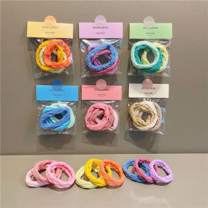 Kids Hair Accessories Candy Color Hair Friendly String Girl High Elastic Hair Band Basic Hair Rope Seamless Rubber Band Leather Cover