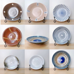 Japanese Style Ceramic Dining Utensils Underglaze Color Flat Plate Dish Plate Fruit Tray Wind Style Ceramic Large Bowl