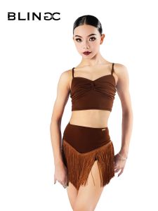 Blingc Latin Dance Childrens Skirt And Top Set Tassel Trimmed Separate Practice Suit for Girls Kids Dancewear Combo