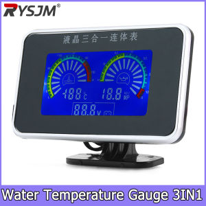 RYSJM | Water Temperature Gauge 3IN1 12v 24v Car Voltmeter Oil Pressure Gauge With Water Temp Sensor Oil Press Sensor 1/8NPT