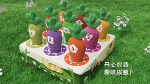【SKIT】6 / 9 Holes Pulling Radish Baby Pulling Radish Toys Parent-Child Interactive Puzzle Early Education Baby Farm Carrot Plush Toy Baby Plush Cotton Montessori Toys Educational Radish Carrot Pull Toy Number Color Cognition Developing Game for Baby Kids