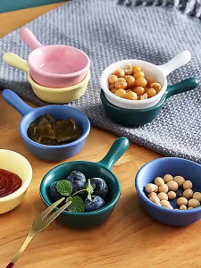 CERAMIC SAUCE DISH MINI SAUCE DIPPING BOWLS W/ HANDLE #GD PLASTIC