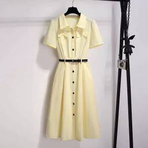 LANQIONG | Smart Stylish Blue Shirt Dress New Popular Summer