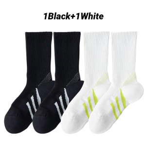 1/2Pairs Professional Arch Support Thick Cushioned Mid-Calf Socks Badminton Tennis Fitness Shock Absorbing Performance Casual