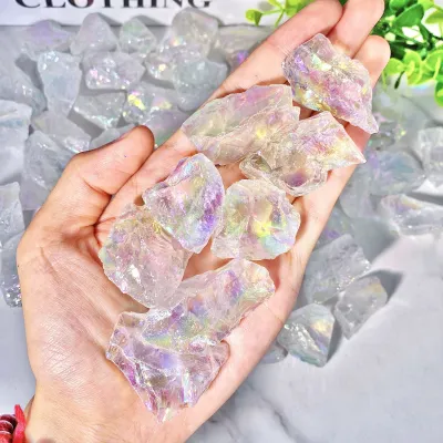 1PC High Quality Aura Clear Quartz Raw Stone Natural Crystal Raw Stone Gemstone Jewelry Glitter Healing Crystal Birthday Gif