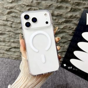 เคสโทรศัพท์ใสสำหรับชาร์จไร้สายแม่เหล็ก Magsafe สำหรับ iPhone 17 Air 16E 15 14 13 12 11 XS Pro Max Mini 7 8 Plus X XR