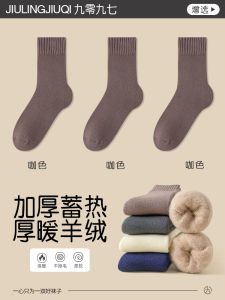 Womens Socks Plus Size 41 Winter Fleece-lined Thick Mid-Calf Length Socks 43 Winter Heattech Cashmere Socks plus Size Long Socks