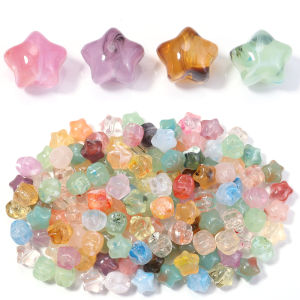 30Pcs Acrylic Star Beads Colorful Cute Chubby Star Beads Loose Spacer Beads For DIY Necklace Bracelet Jewelry Making Accessories