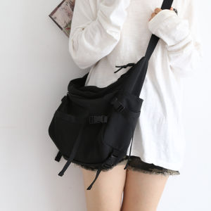 Versatile Solid Color Crossbody Shoulder Bag for Women 2025 New Style Casual Simple Design Nylon Material Soft Handbag