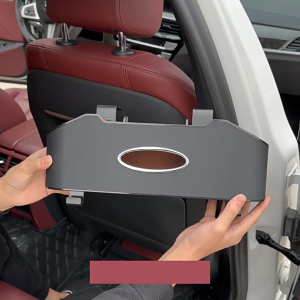 รถจัดเก็บเบาะหลังรถจัดเก็บกล่องพร้อมที่วางถ้วยและกล่องทิชชู่และตะขอ - เหมาะสำหรับเด็กการเดินทางบนท้องถนนและการเดินทาง