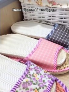 Linen Rattan Indoor Slippers Comfortable Flat Shoes Hotel Guest Household Slippers for Women and Men Footwear