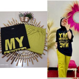 Setelan viral /Setelan wanita motif my heart bahan combad 20s premium
