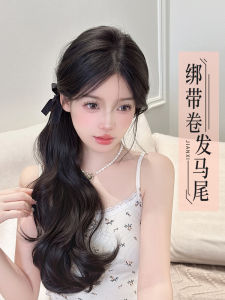 Low Ponytail Wig Braids Womens Long Hair Realistic Hair Elastic Band Side Tie Natural Wave Fake Tail Hair Extension