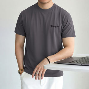 SAUNDU | Liquid Ammonia Lustrous Cotton Mens T-Shirt Short Sleeve Letter Print Summer