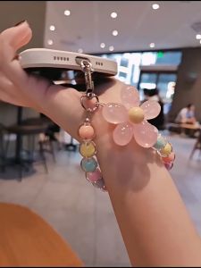 SHOPHOME - Gantungan HP Gelang Manik - Manik Lanyard Handphone Bunga Kristal Bulat Cantik KEY18
