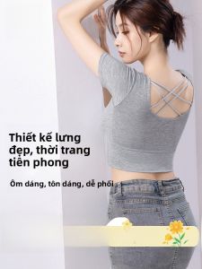 MiiOW | Áo thun nữ tay ngắn mùa hè MiiOW Cat Person có đệm ngực không cần đeo áo ngực mỏng khoét lỗ lưng đẹp thể thao lớp lót yoga