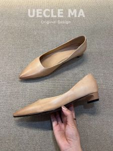 MASHUJIA | Genuine Leather Comfortable Pointed Toe Retro Mary Jane Shoes