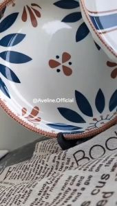 Hampers Piring Set isi 2pcs keramik vintage Jepang modern Bulat piring / Mangkok set gift box Piring Saji Keramik Elegan / Piring Keramik Bunga / Piring Keramik Mewah / Piring 20cm AVELINE