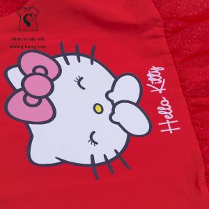 Váy bé gái tay ngắn Hello Kitty Bomines đầm tutu phối lưới mềm mịn cho bé 2- 12 tuổi 13kg - 36kg DTDLUOKITTYCUOI