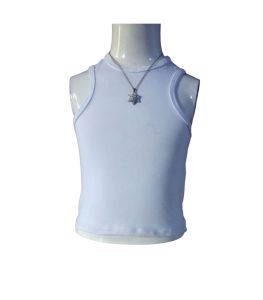 plain cotton round neck semi crop top racer tops sando sleeveless for kids