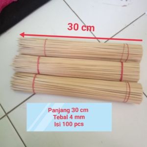 Tusuk sate 30 cm serbaguna/tebal bulat 4 mm isi 100 tusuk