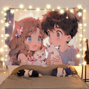 VIKAMA Blue Sky and White Cloud Campus Tapestry Summer Adorable anime Background Cloth Dormitory Decoration Tapestry Room Decor