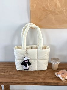 Casual Large Capacity Cotton Jacket Womens 2024 New Autumn Winter down Commuter Single Shoulder Bag Fashion Handheld Tote Bag