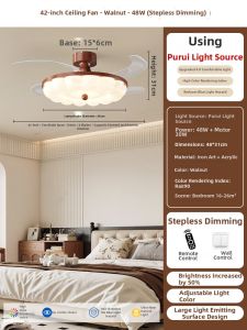 DGY | Retro Walnut Bubble Ceiling Fan Light