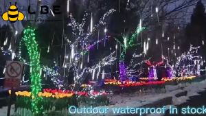 【Local shipment】Solar/Plug in LED Meteor Shower Rain Lights Tube Lamp Icicle Fairy String Lights for Outdoor Waterproof Garden Home Curtains Christmas Party Decoration