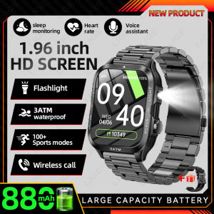 LIGE | Military Grade Men Smart Watch 1.96" IPS Screen 3ATM Waterproof 2026 New Sport Fitness Tracker LED Flashlight Outdoor Smartwatch