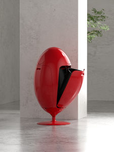 ไข่ไดโนเสาร์งานศิลปะเป็นมิตรกับสิ่งแวดล้อมหมุนได้ถังขยะในครัวขนาดใหญ่ตกแต่งชิ้นขยะในครัวเรือนถังคัดแยก