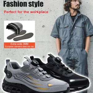 Knob Anti-Smash Puncture-Proof Safety Shoes Non-Slip Work Shoes Breathable Anti-Puncture Shoes Steel Toe Cap Work Boots Protective Footwear Sneaker