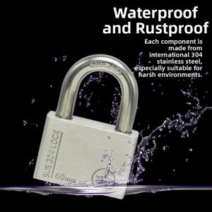 304 Stainless Steel Padlock Anti-theft Anti-pry Waterproof