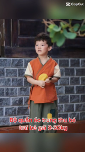 Bộ quần áo tring thu bé trai bé gái màu camset đồ đôi biểu diễn cho bé trai bé gái 8-30kg