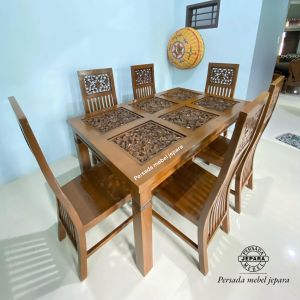 kursi makan minimalis bunga / Kursi makan jati / Kursi makan minimalis / Meja makan jati / Meja makan minimalis