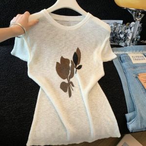 La Chapelle | Printed Breathable Knit T-Shirt Slim Fit Summer Womens Top