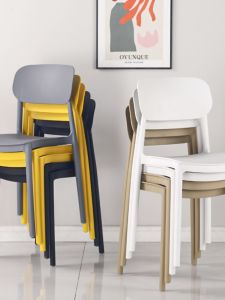 Modern Simple Plastic Dining Chair Home Office Chair Thickened Leisure Nordic Style Non-rotatable Adult Seat without Armrests