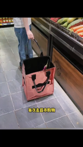 Portable Foldable Grocery Trolley Bag with Wheels Large Capacity Water-Resistant Shopping Tote for Laundry Picnic and Storage