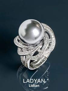 Lidiyan Pearl Diamond Ring Womens Style Australian White Luxury Open Design Ring Elegant Fashion Jewelry Accessory