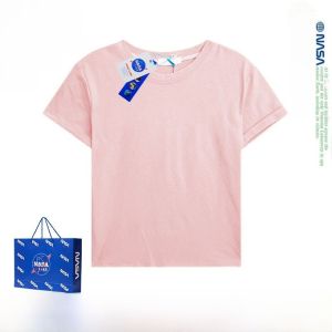 Áo Thun Cotton Tay Ngắn Màu Hồng NASA Dành Cho Nữ Mùa Hè Dáng Ôm Vừa Vặn Tay Ngắn Cổ Tròn Phong Cách Hàn Quốc Thường Ngày