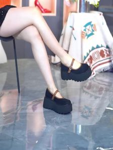Anti-Slip Thick Heel Mary Janes Womens Shoes Spring 2025 round Toe High Heels Platform Casual Fashion Single Shoes PU Material