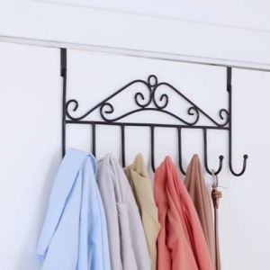 【Local delivery】Nail Free Hat Clothes Coat Towel Bag Metal Door Hanger Bathroom Bedroom 7 Hooks Rack