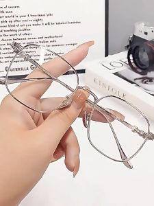 Nearsighted Graded Eyeglasses Anti Radiation for Women Men Myopia Glasses Replaceable Metal Frame Eyewear With Case