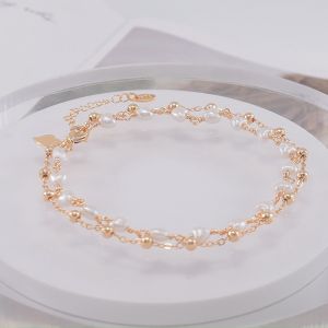 Hyl Jewelry 19A Gelang Kaki Titanium Wanita Emas Muda Perak Asli Dewasa Anti Karat Silver Kerincing Murah Krincing Korea