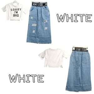 SETELAN ANAK PEREMPUAN REMAJA IMPORT KOREAN STYLE HIP HOP CASUAL TOP CROP JEANS RIPPED