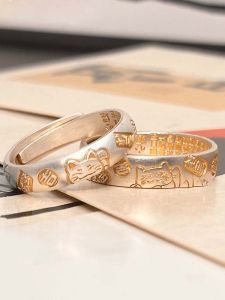 S925 Silver Cat Fortune Teller Ring for Women New 2025 Vintage Design Chinese Style Index Finger Ring Gift for Girlfriend