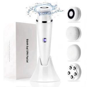 Bàn Chải Làm Sạch Da Mặt Bằng Điện 4 Trong 1 Máy Mát Xa Mặt Có Thể Sạc Lại USB IPX7 Để Làm Sạch Sâu Loại Bỏ Mụn Đầu Đen