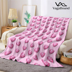 Chăn Flanel Hình Trái Tim Màu Hồng Ấm Áp Mềm Mại Trang Trí Halloween Giáng Sinh Dùng Được Quanh Năm Quà Tặng Ấm Cúng 100% Polyester Không Xù Lông